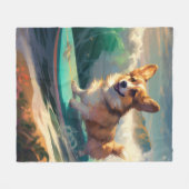 Corgi  Strand Surfen Malerei Fleecedecke (Vorderseite (Horizontal))