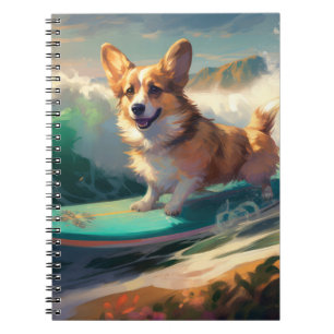 Corgi Strand Surfen Malerei Notizblock