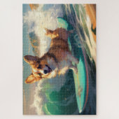 Corgi Strand Surfen Malerei Puzzle (Vertikal)