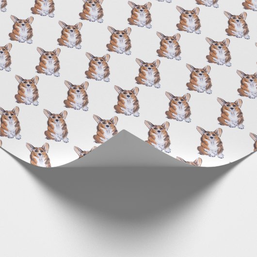 Corgi sumie Aquarellmuster Geschenkpapier (Ecke)