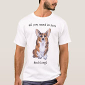 Corgi-Sumie und Aquarellmalerei T-Shirt (Vorderseite)
