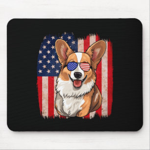 Corgi Sungles American Flag Usa Patriotic 4. J Mousepad