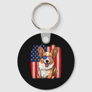 Corgi Sungles American Flag Usa Patriotic 4. J Schlüsselanhänger