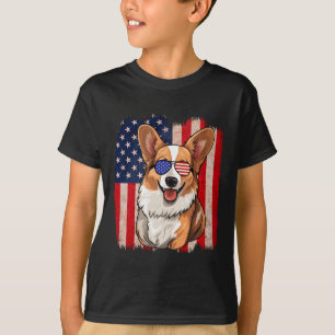 Corgi Sungles American Flag Usa Patriotic 4. J T-Shirt