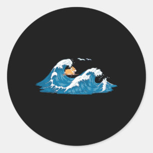 Corgi-Surf-Welle-Walisische-Hund-Welpe Runder Aufkleber