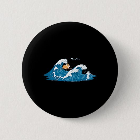 Corgi-Surf-Welle-Welsh-Dog-Welpen Button (Vorderseite)