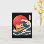 Corgi Surfing Japanisch Wave Karte (Gelbe Blume)