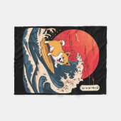 Corgi surft auf japanischer Welle _4 Fleecedecke (Vorderseite (Horizontal))