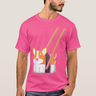 Corgi Sushi Anime Kawaii Set Japanischer Essen Lie T-Shirt