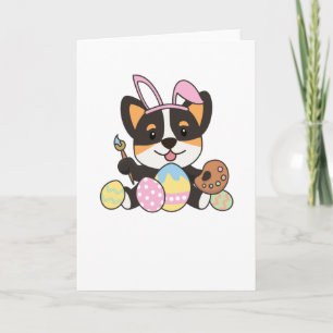 Corgi süß zu Ostern mit Ostereiern als Karte