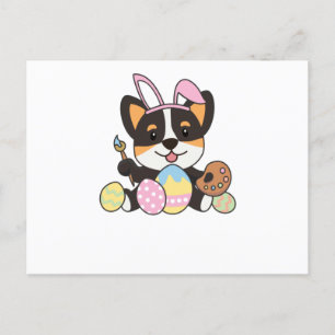 Corgi süß zu Ostern mit Ostereiern als Postkarte