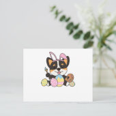 Corgi süß zu Ostern mit Ostereiern als Postkarte (Stehend Vorderseite)
