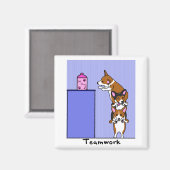 Corgi Teamwork Magnet (Vorderseite/Rückseite)