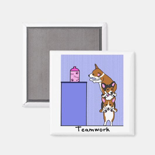 Corgi Teamwork Magnet (Vorderseite/Rückseite)
