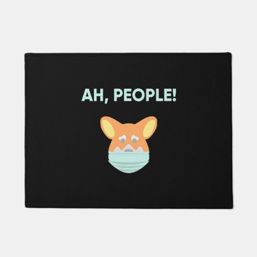 Corgi trägt eine Maske Fußmatte (Vorderseite)