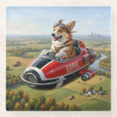 Corgi-Transporter Glasuntersetzer (Vorderseite)
