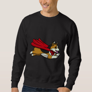 Corgi Tricolor mit einem roten Kap Sweatshirt