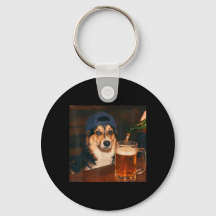 Corgi trinkt Bier-Shirt Lustiger Vatertag Hund Schlüsselanhänger