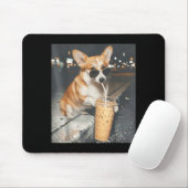 Corgi trinkt Eiskaffee lustiger Tier-Meme Corgi Mousepad (Mit Mouse)