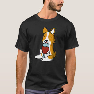 Corgi trinkt Wein Hund T-Shirt