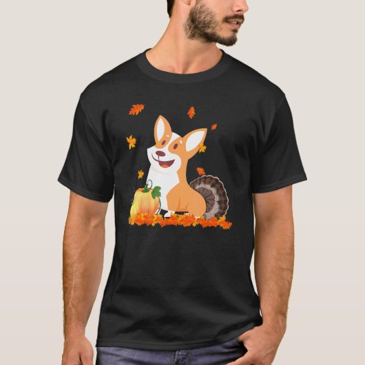 Corgi Truthahn Kostüm Thanksgiving T-Shirt (Vorderseite)