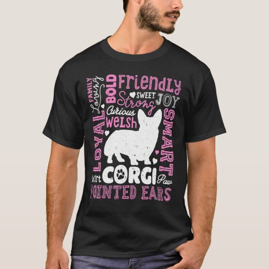 Corgi Typography Word Art Dog Tee (Vorderseite)
