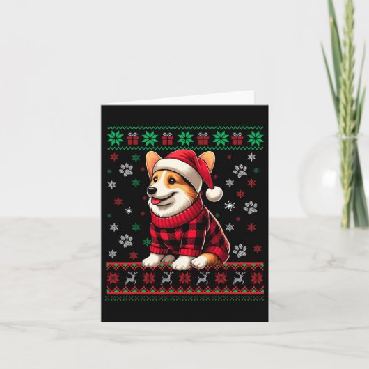 Corgi Ugly Christmas Funny Weihnachtsmannmütze Buf Karte (Vorderseite)