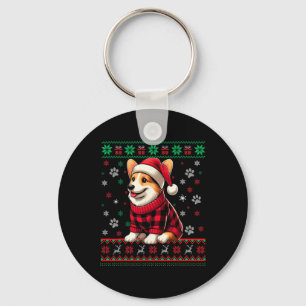Corgi Ugly Christmas Funny Weihnachtsmannmütze Buf Schlüsselanhänger