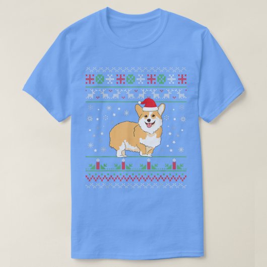 Corgi Ugly Christmas Pajama Tree Lights Xmas Corgm T-Shirt (Design vorne)