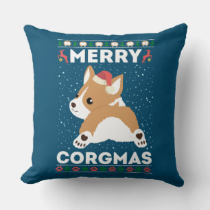 Corgi Ugly Christmas Sweater Style Merry Corgmas Kissen