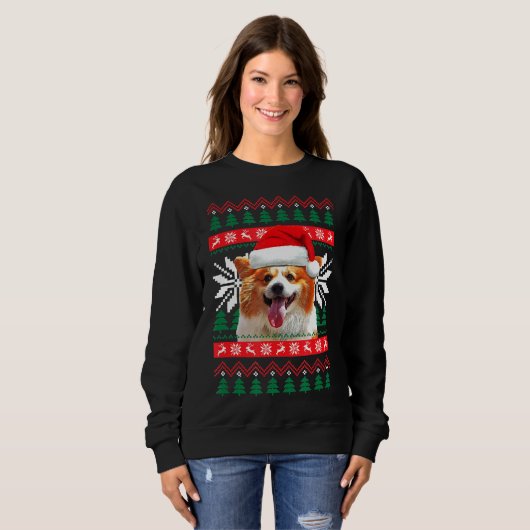 Corgi Ugly Christmas Sweater Style Weihnachtsmannm Sweatshirt (Vorne ganz)
