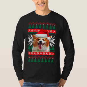 Corgi Ugly Christmas Sweater Style Weihnachtsmannm T-Shirt