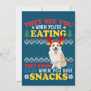 Corgi Ugly Christmas They See You're Eating Xmas Einladung