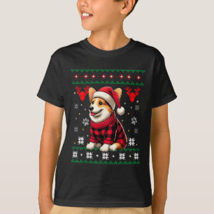 Corgi Ugly Funny Buffalo Karierte Weihnachtsmannmü T-Shirt