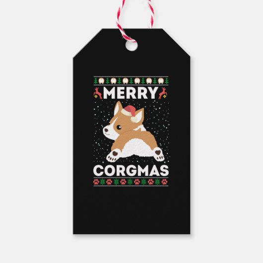 Corgi Ugly Pull Corgmas Santa Corgi Geschenkanhänger (Vorderseite)