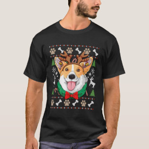 Corgi Ugly Reindeer Antlers Xmas Girls Kinder Hund T-Shirt