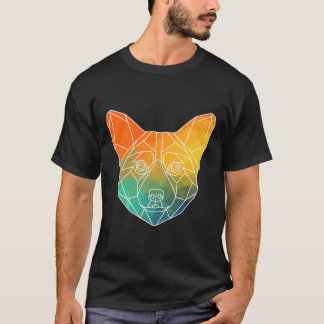 Corgi-Umriss-Polygone-Wasserfarbe-Silhouette-Premi T-Shirt