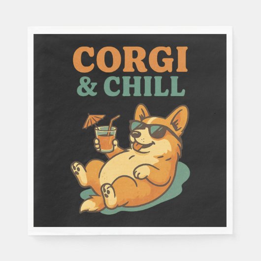 Corgi und Chill Serviette (Vorderseite)