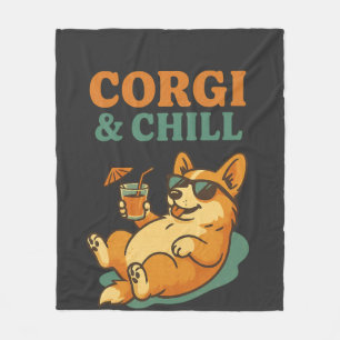 Corgi und Chillen Fleecedecke