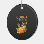 Corgi und Chillen Keramik Ornament (Links)