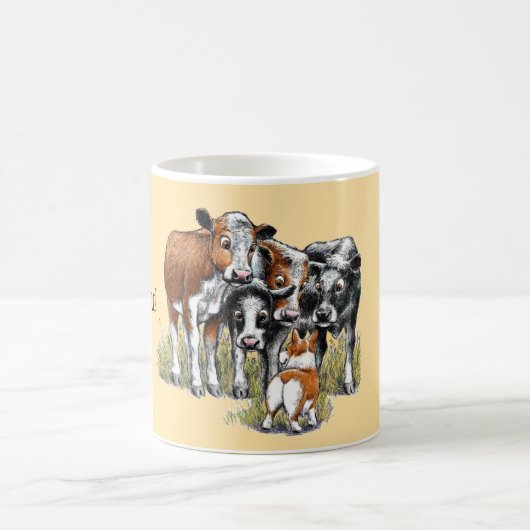 Corgi und die Kühe Kaffeetasse (Mittel)