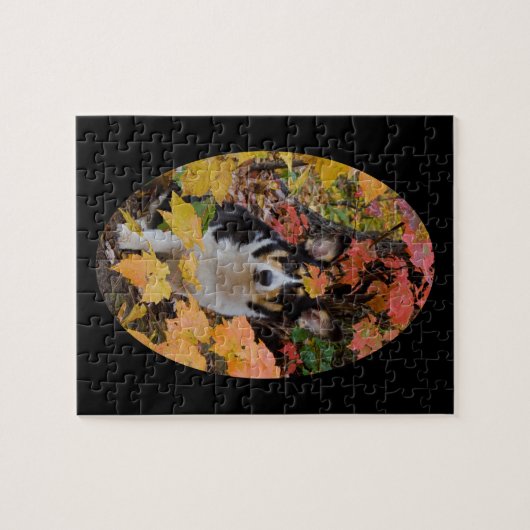 Corgi und Herbstfarben-Entwurf Puzzle (Horizontal)