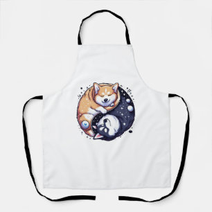 Corgi und Husky auf der Raumfahrt Yin und Yang Ess Schürze