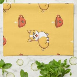 Corgi und Kaffeemuster Geschirrtuch