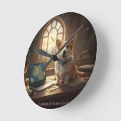 Corgi und Maus Runde Wanduhr (Winkel)