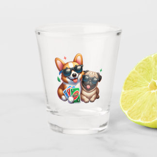 Corgi und Mops Uno Card Game Schnapsglas
