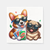 Corgi und Mops Uno Card Game Serviette (Vorderseite)