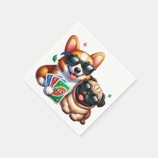 Corgi und Mops Uno Card Game Serviette (Ecke)