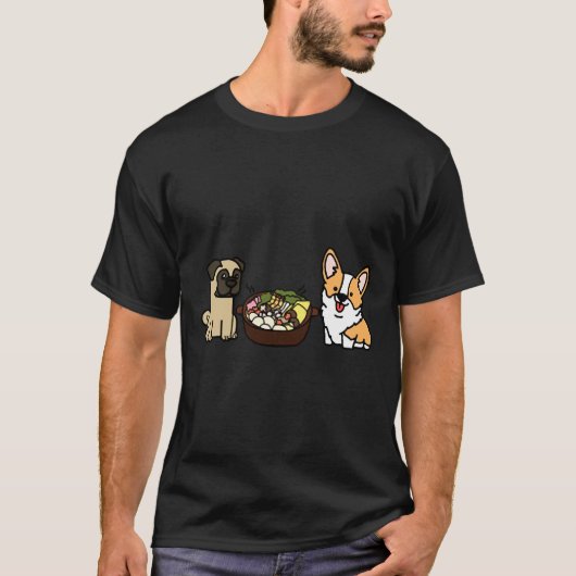 Corgi und Pug Hotpot T-Shirt (Vorderseite)