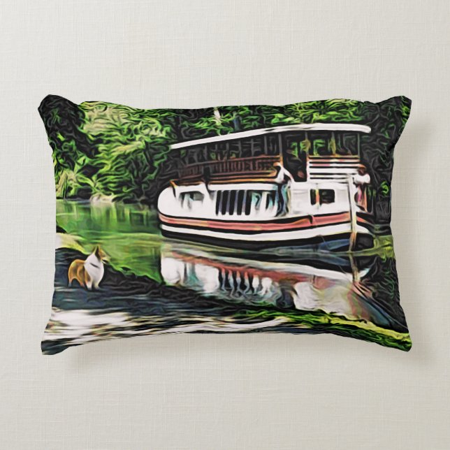 Corgi und Riverboat Dekokissen (Vorderseite)